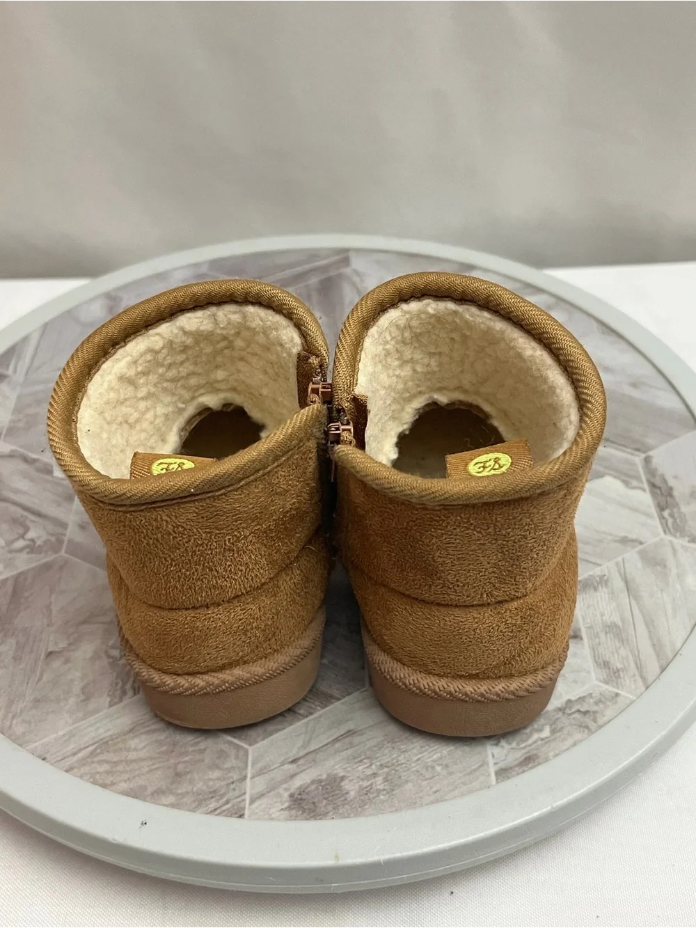 First Steps Toddler Girls Brown Faux Suede Sherpa Lined Ankle Boots Size 5